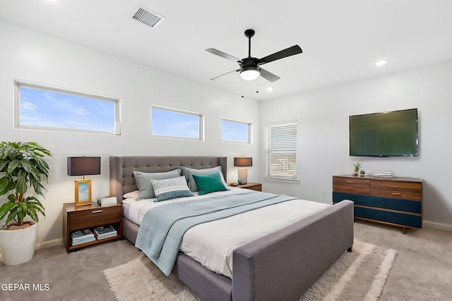 14740 Jack White Ave, El Paso, TX 79938 - carpeted bedroom with baseboards, recessed lighting, and ceiling fan