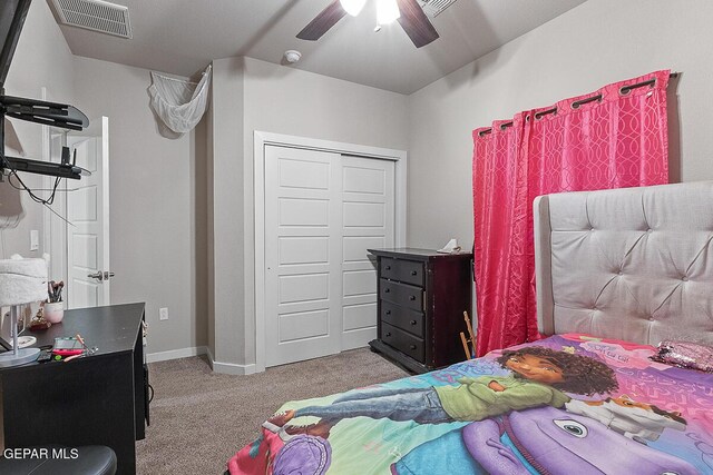 14840 Pebble Hills Blvd, El Paso, TX 79938 - carpeted bedroom with a closet and ceiling fan