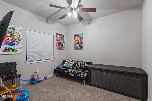 14840 Pebble Hills Blvd, El Paso, TX 79938 - recreation room with carpet floors, ceiling fan, and baseboards