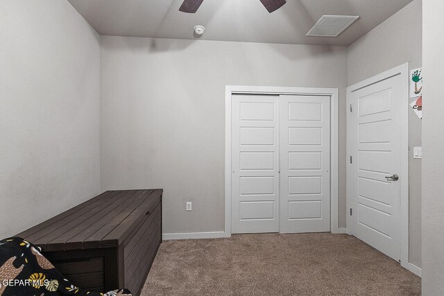 14840 Pebble Hills Blvd, El Paso, TX 79938 - unfurnished bedroom with carpet flooring, a closet, baseboards, and a ceiling fan
