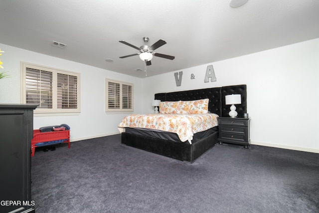 13673 Samlesbury Ave, Horizon City, TX 79928 - carpeted bedroom with baseboards and ceiling fan