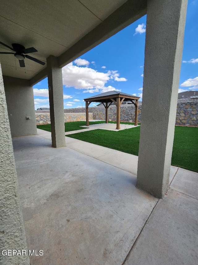 14508 Russell Borea, El Paso, TX 79938 - view of patio featuring ceiling fan and a gazebo