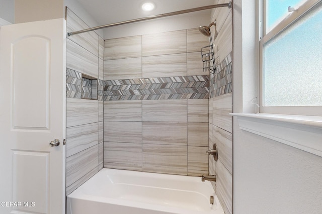 14813 Pebble Hills Blvd, El Paso, TX 79938 - bathroom with plenty of natural light, tub / shower combination, and recessed lighting