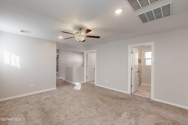 14813 Pebble Hills Blvd, El Paso, TX 79938 - spare room featuring light colored carpet, ceiling fan, recessed lighting, and baseboards