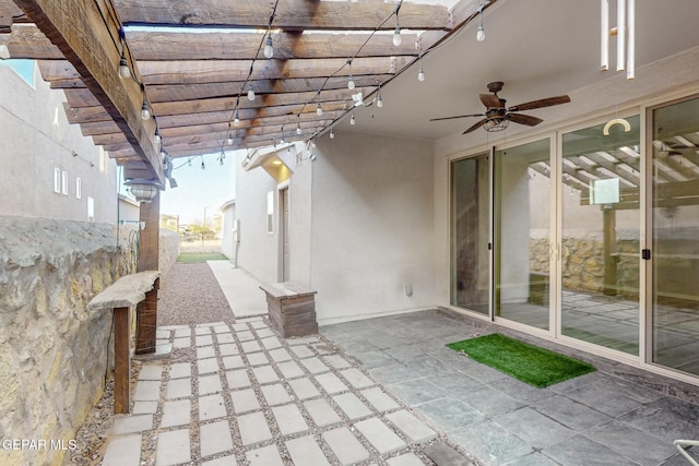 14813 Pebble Hills Blvd, El Paso, TX 79938 - view of patio with ceiling fan, a pergola, and fence