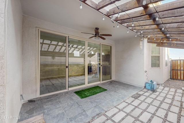 14813 Pebble Hills Blvd, El Paso, TX 79938 - view of patio / terrace featuring ceiling fan, a pergola, and fence