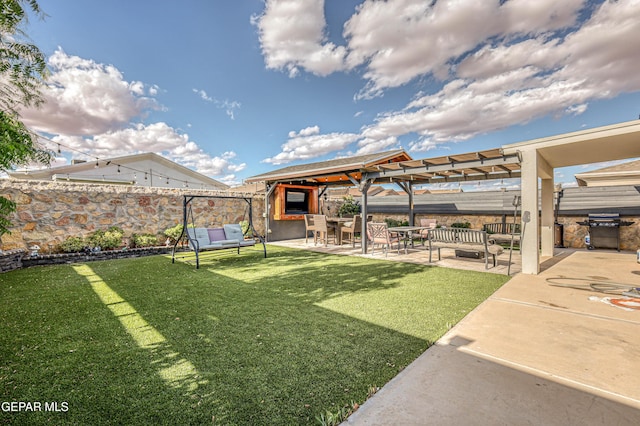 14837 Tierra Crystal Ave, El Paso, TX 79938 - view of yard with a patio area, a pergola, and an outdoor hangout area