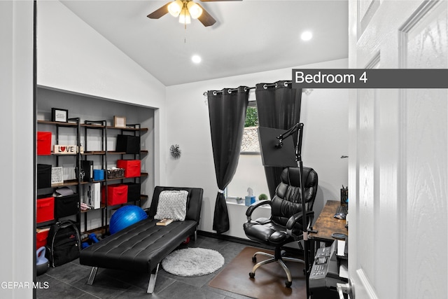 5051 Montoya Dr, El Paso, TX 79922 - office space featuring ceiling fan, lofted ceiling, and recessed lighting