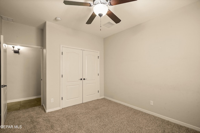 14117 Rainbow Point Dr, El Paso, TX 79938 - unfurnished bedroom featuring carpet flooring, a closet, and ceiling fan