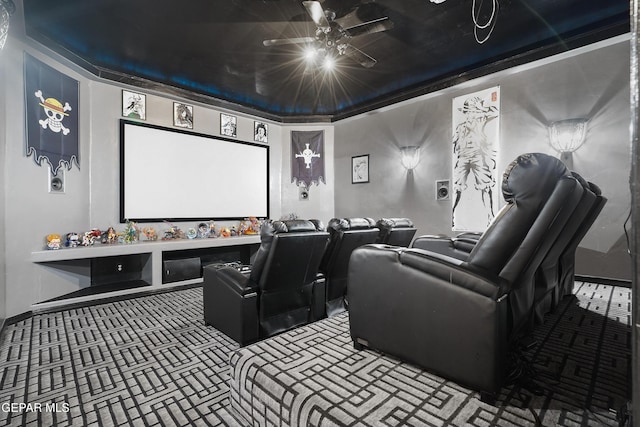3089 Snowy Point Dr, El Paso, TX 79938 - home theater featuring a ceiling fan