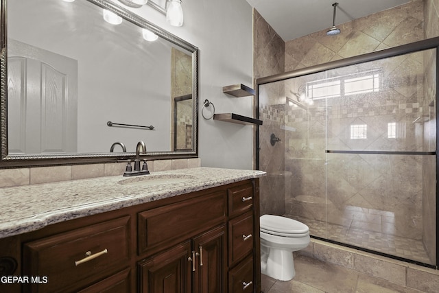 3089 Snowy Point Dr, El Paso, TX 79938 - bathroom featuring toilet, vanity, and a stall shower