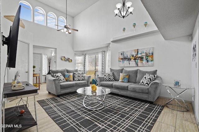 living area featuring a ceiling fan and wood finished floors