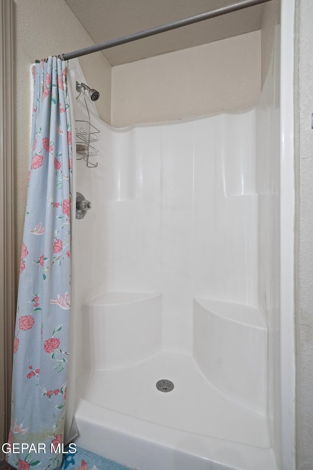 bathroom with a shower stall