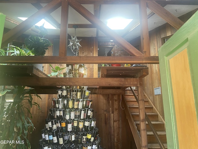 wine area with wooden walls