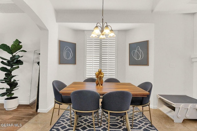 4729 Joseph Rodriguez Dr, El Paso, TX 79938 - dining room with a chandelier, baseboards, and tile patterned flooring