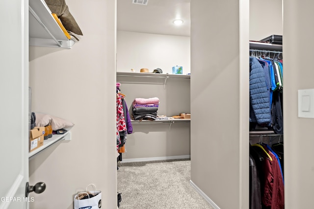 spacious closet with carpet floors