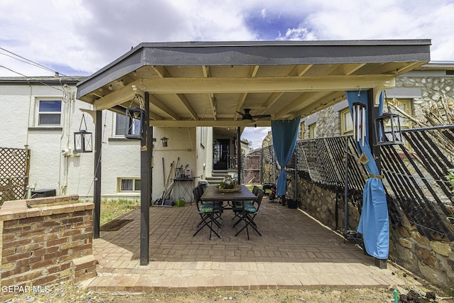 3244 Richmond Ave, El Paso, TX 79930 - view of patio / terrace with fence, ceiling fan, and outdoor dining space