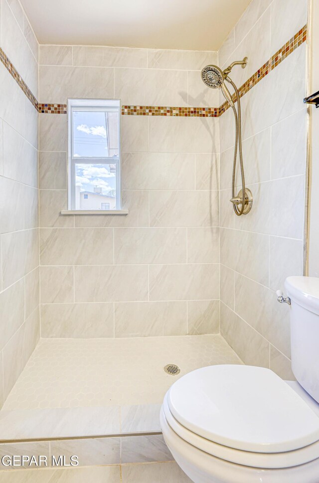 full bath with toilet and a stall shower