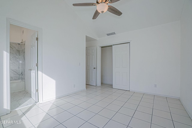 12033 Fred Carter Dr, El Paso, TX 79936 - unfurnished bedroom featuring lofted ceiling, a closet, and ceiling fan