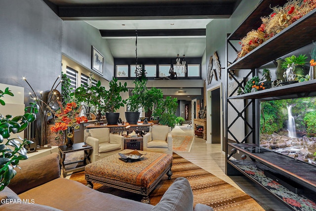 1114 Los Jardines Cir, El Paso, TX 79912 - community lobby with beamed ceiling and a towering ceiling