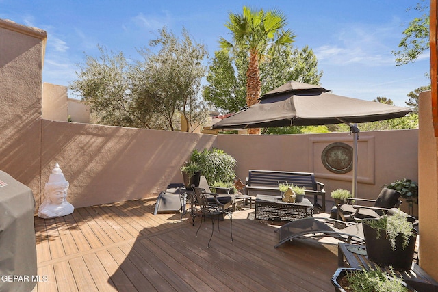 1114 Los Jardines Cir, El Paso, TX 79912 - wooden deck featuring outdoor lounge area and fence