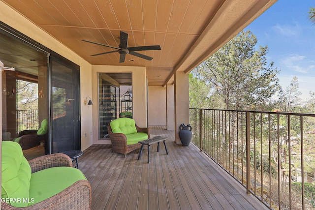 1114 Los Jardines Cir, El Paso, TX 79912 - wooden terrace featuring ceiling fan