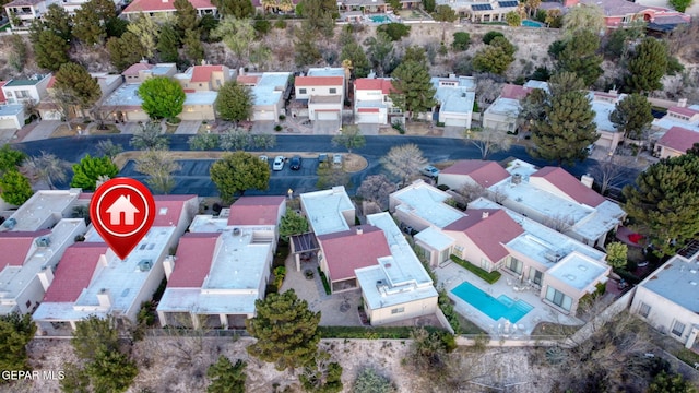 1114 Los Jardines Cir, El Paso, TX 79912 - aerial view of residential area with a pool area