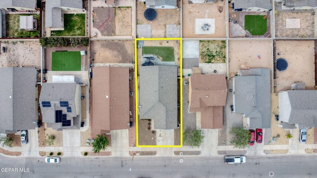 aerial view of residential area featuring property parcel outlined
