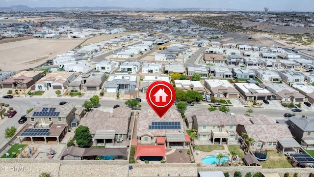 737 Colonial Blf, El Paso, TX 79928 - aerial view of property and surrounding area with a mountainous background, nearby suburban area, and a pool