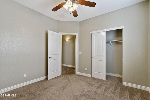 737 Colonial Blf, El Paso, TX 79928 - unfurnished bedroom with carpet, a closet, a ceiling fan, and baseboards