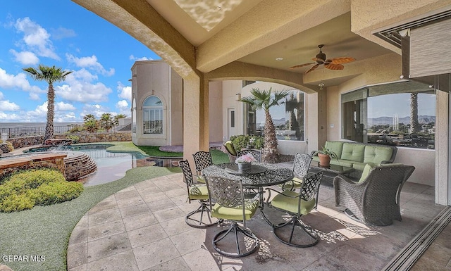 6664 Tuscany Ridge Dr, El Paso, TX 79912 - view of patio / terrace featuring a ceiling fan and outdoor lounge area