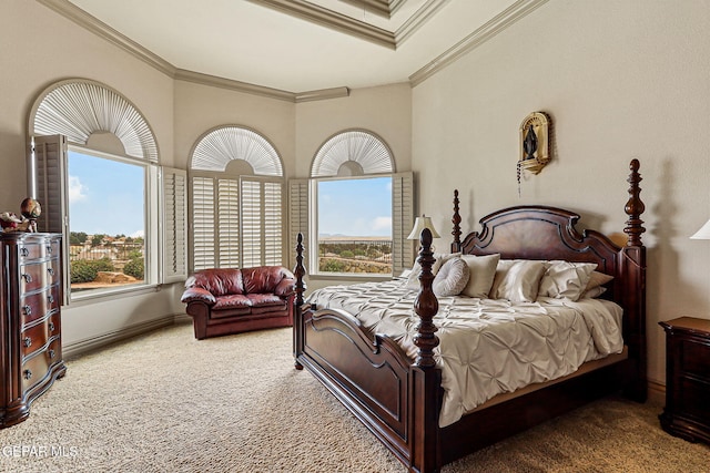 6664 Tuscany Ridge Dr, El Paso, TX 79912 - bedroom with carpet floors, ornamental molding, multiple windows, and baseboards