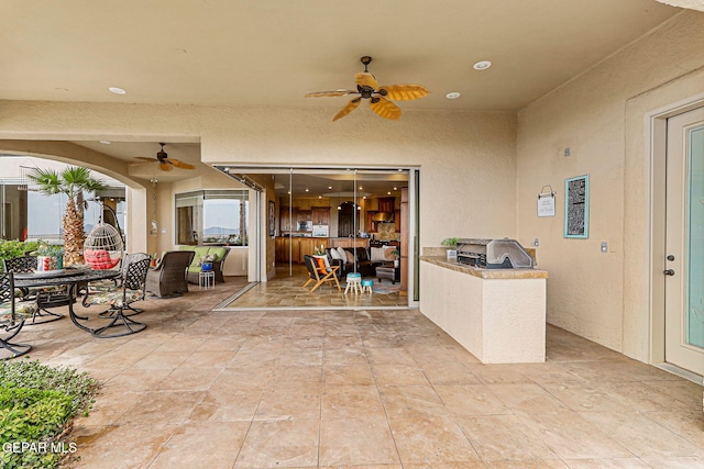 6664 Tuscany Ridge Dr, El Paso, TX 79912 - view of patio with a ceiling fan and area for grilling