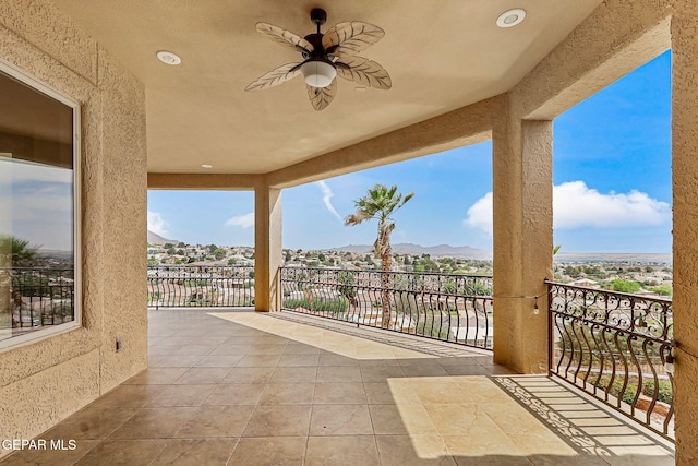 6664 Tuscany Ridge Dr, El Paso, TX 79912 - balcony with a mountain view and ceiling fan