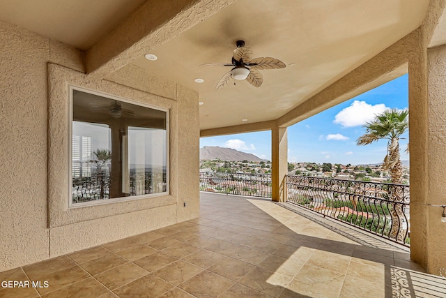 6664 Tuscany Ridge Dr, El Paso, TX 79912 - balcony featuring ceiling fan and a mountain view