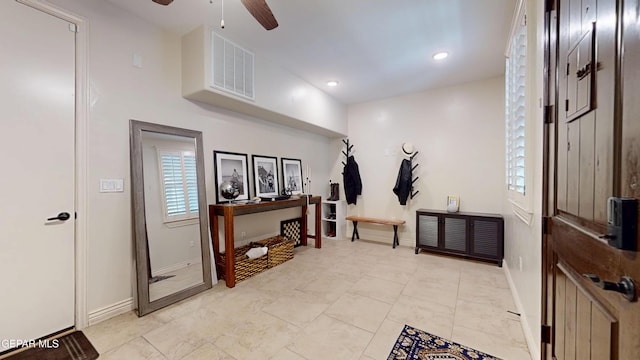 332 Vin Almoradi Ct, El Paso, TX 79912 - entrance foyer with a ceiling fan, baseboards, and recessed lighting