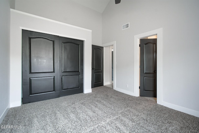 7413 Le Conte Dr, El Paso, TX 79912 - unfurnished bedroom with carpet, baseboards, and high vaulted ceiling