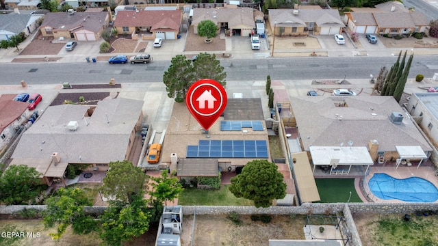 1664 Lou Graham Dr, El Paso, TX 79936 - aerial view of residential area featuring a pool area