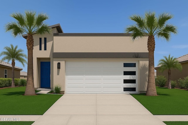 12105 Sanaa, El Paso, TX 79934 - view of front facade featuring stucco siding, a garage, concrete driveway, and a front yard