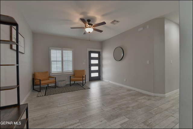 937 Grandevole Dr, El Paso, TX 79932 - living area with ceiling fan, light wood-style flooring, and baseboards