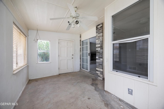view of unfurnished sunroom