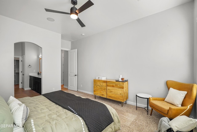 3817 Aspire Pl, El Paso, TX 79938 - bedroom featuring arched walkways, baseboards, and a ceiling fan