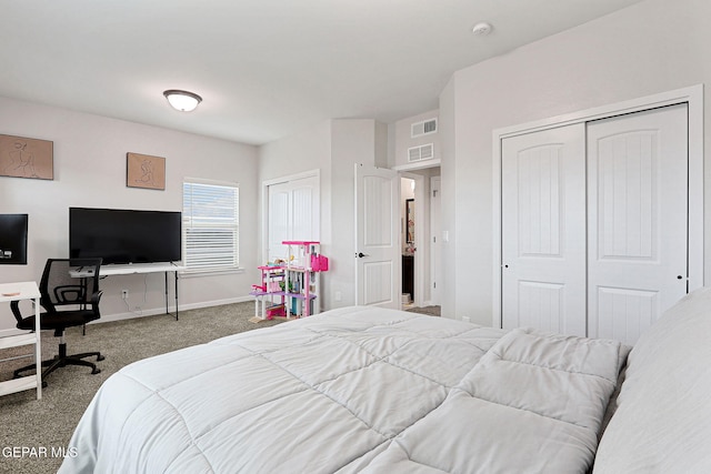 3516 Essence St, El Paso, TX 79938 - carpeted bedroom featuring multiple closets, baseboards, and an office area