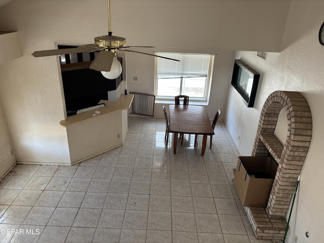 10645 Obsidian St, El Paso, TX 79924 - dining space featuring light tile patterned floors and ceiling fan