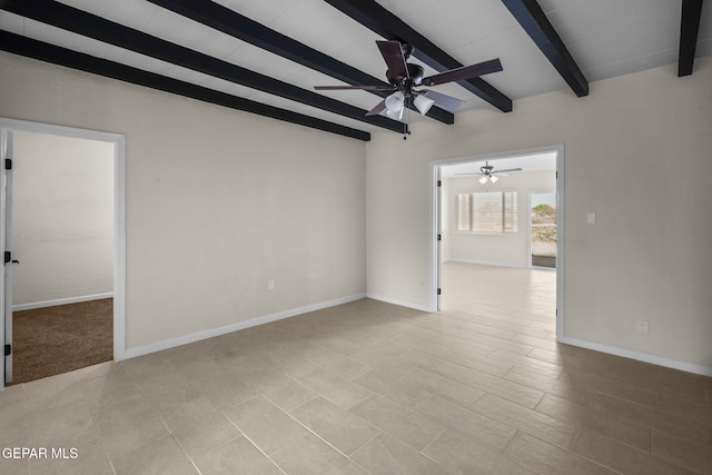 5325 Timberwolf Dr, El Paso, TX 79903 - unfurnished room featuring ceiling fan, beamed ceiling, and baseboards
