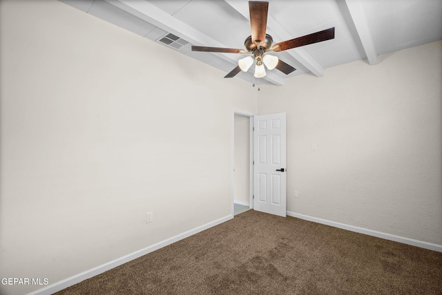 5325 Timberwolf Dr, El Paso, TX 79903 - unfurnished room featuring beam ceiling, carpet, ceiling fan, and baseboards