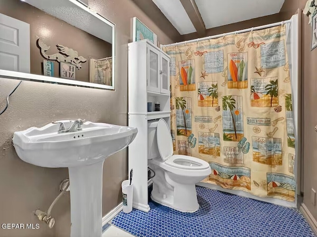 1523 Vista Real Dr, El Paso, TX 79935 - full bath featuring toilet, a sink, and a shower with curtain