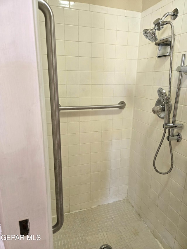 bathroom with a stall shower