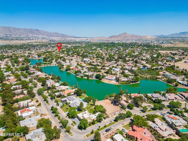 421 Wild Willow Dr, El Paso, TX 79922 - aerial overview of property's location featuring a water and mountain view and nearby suburban area