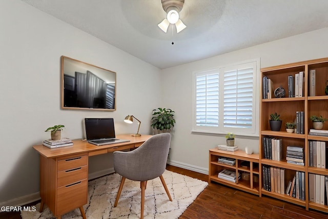 4540 Swan Dr, El Paso, TX 79922 - office space with ceiling fan, baseboards, and wood finished floors